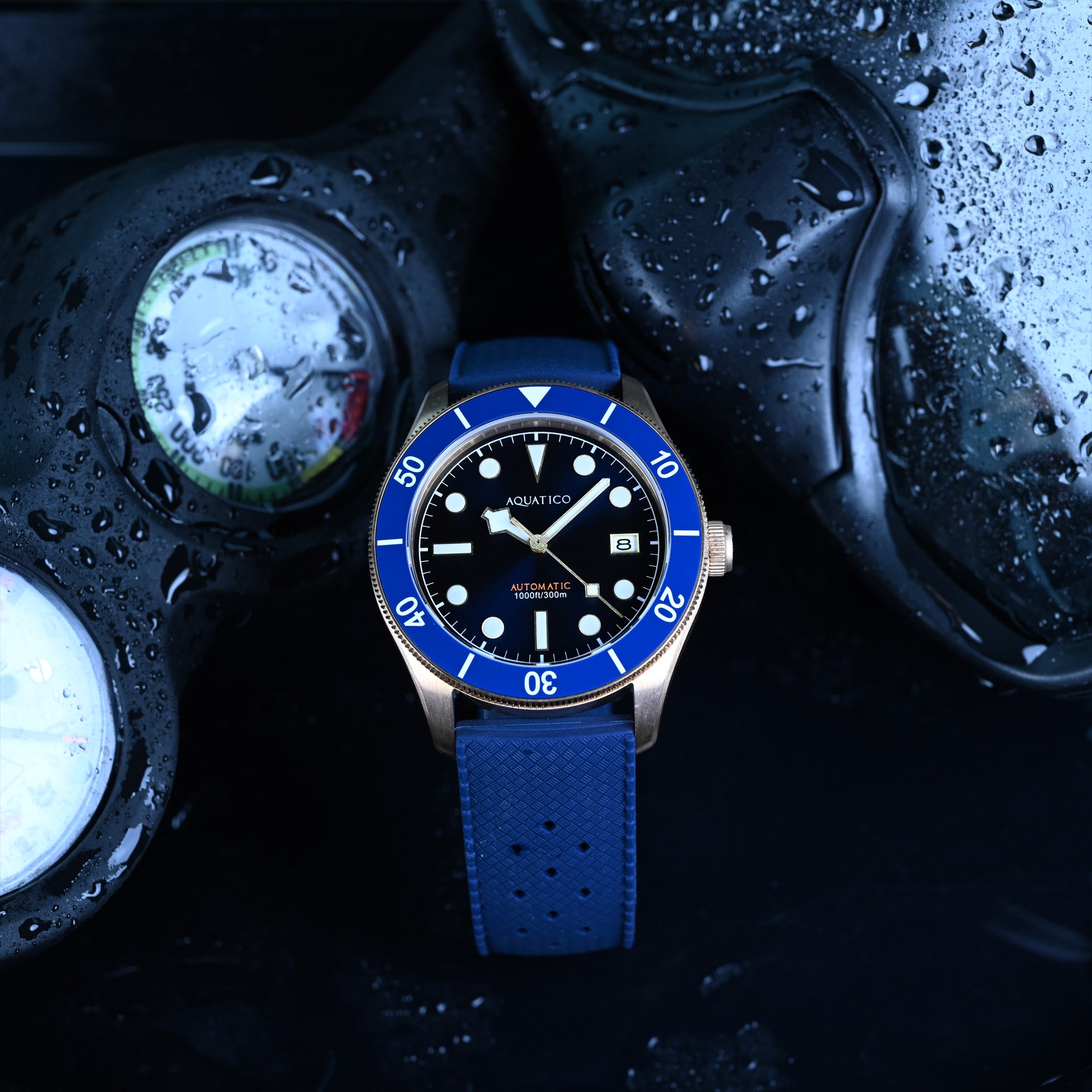 Blue Dial Bronze Diver Watch with Sapphire Crystal