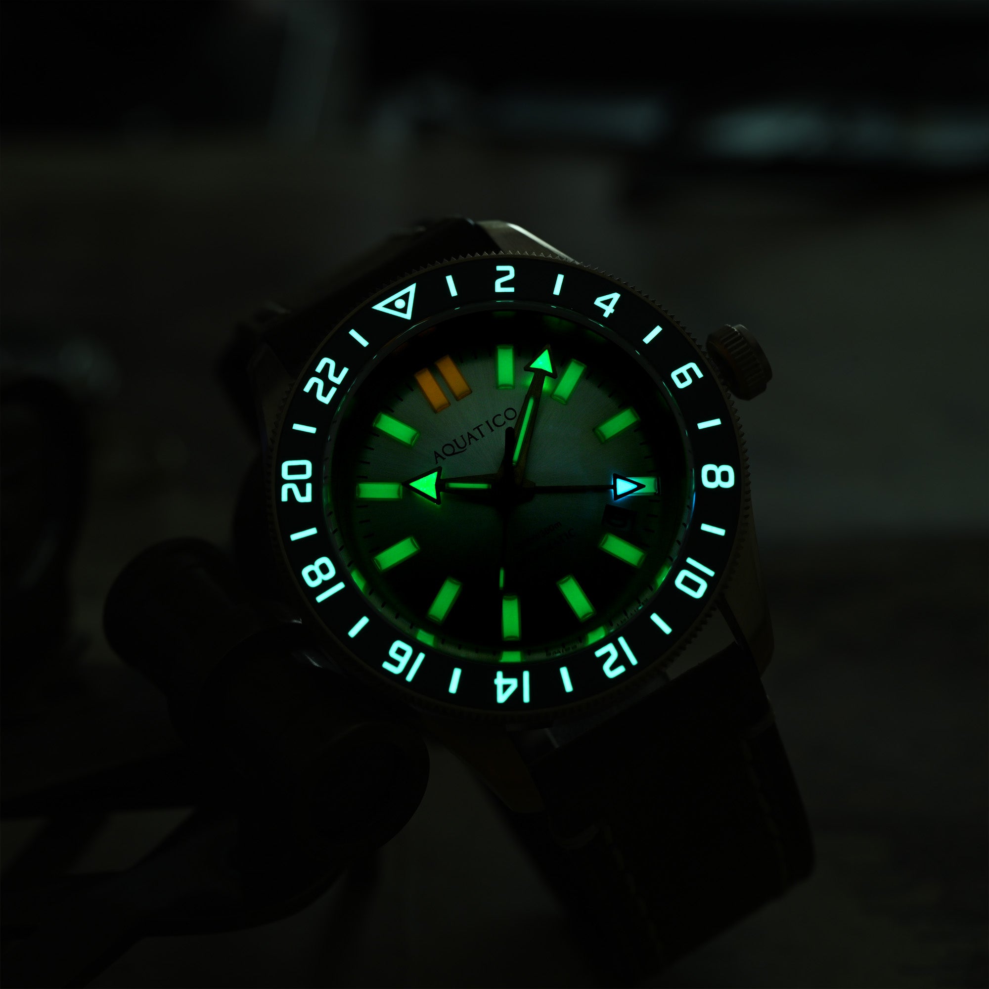 Bronze GMT Watch with Swiss T100 Tritium Tubes