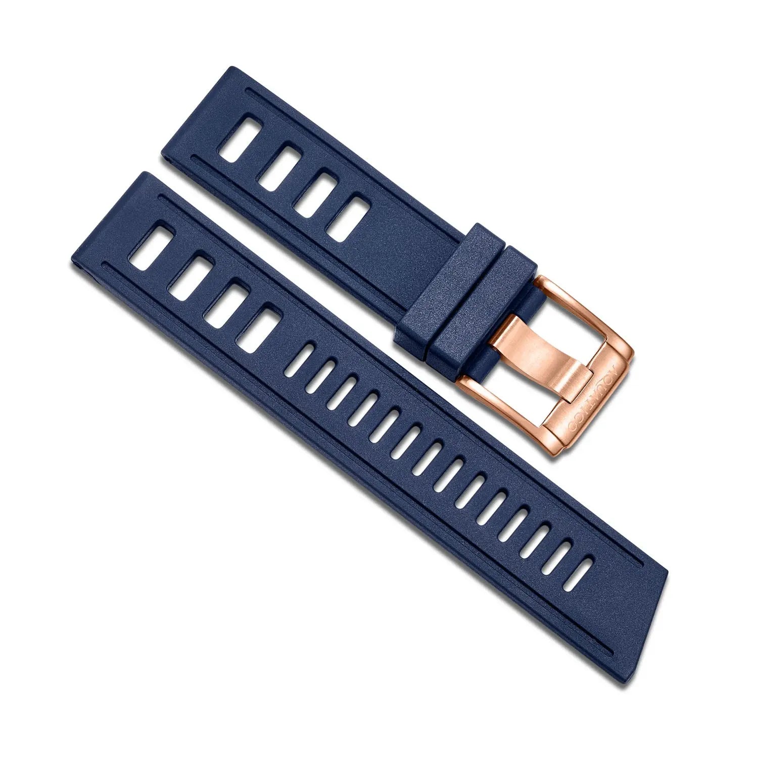 22MM BLUE FKM RUBBER STRAP WITH BRONZE BUCKLE aquaticowatchshop