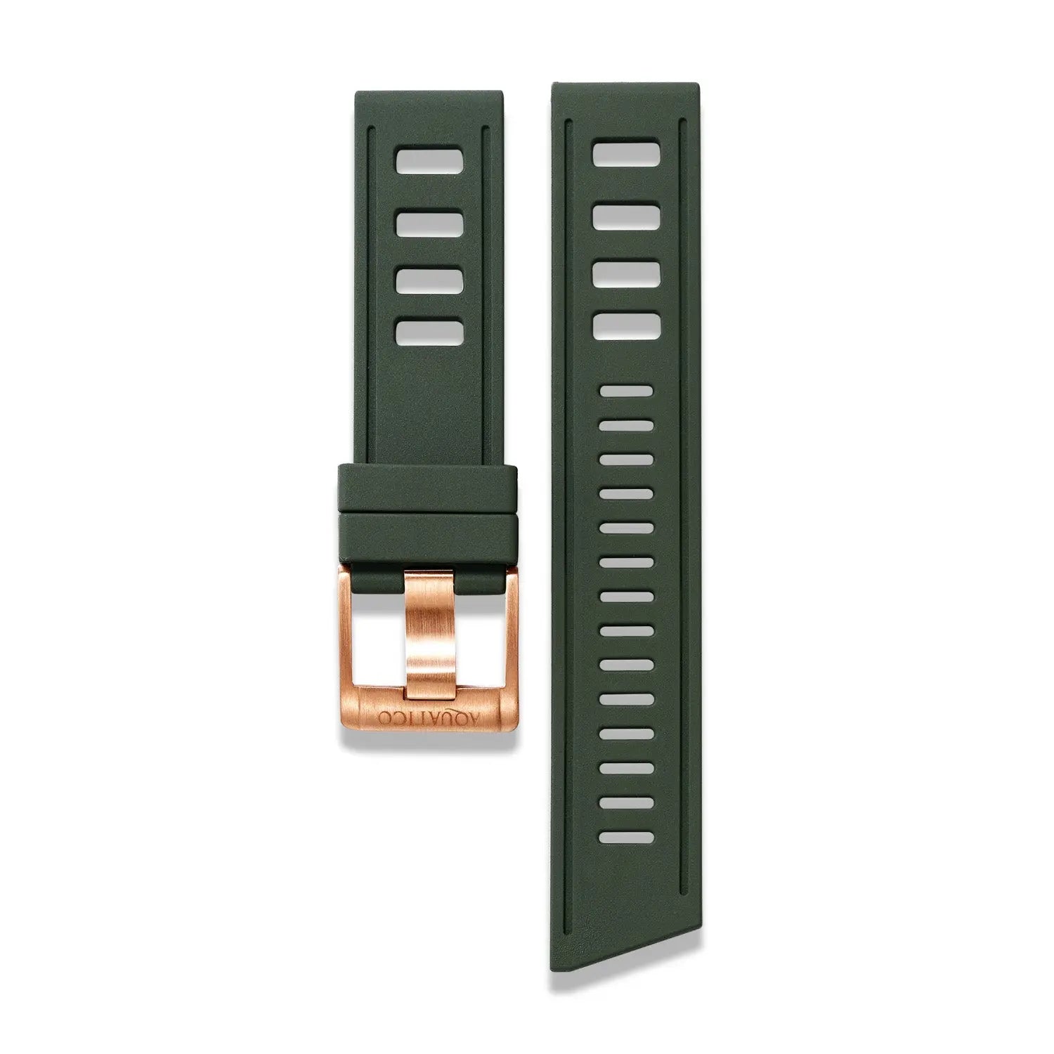 22MM GREEN FKM RUBBER STRAP WITH BRONZE BUCKLE aquaticowatchshop