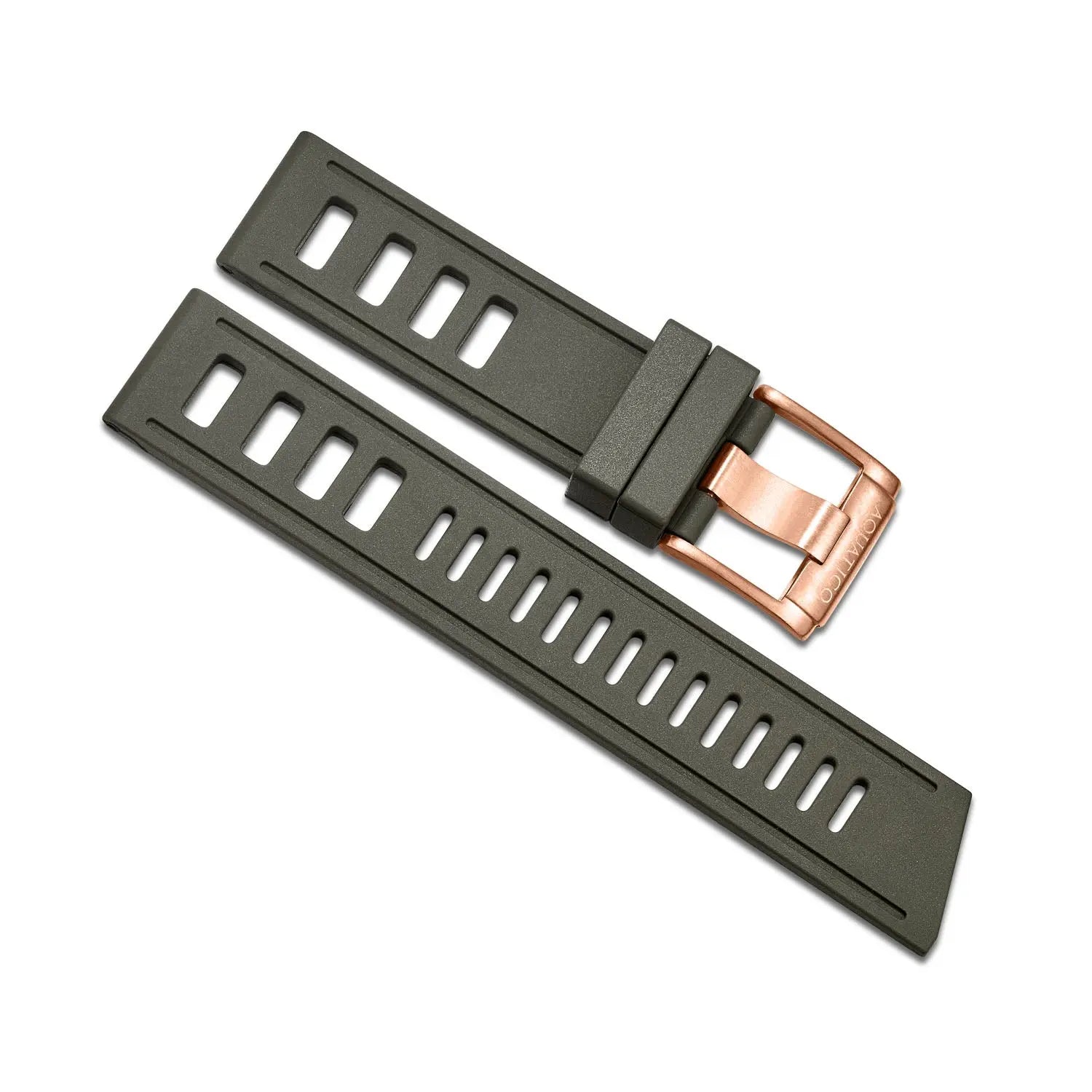 22MM GREEN FKM RUBBER STRAP WITH BRONZE BUCKLE aquaticowatchshop