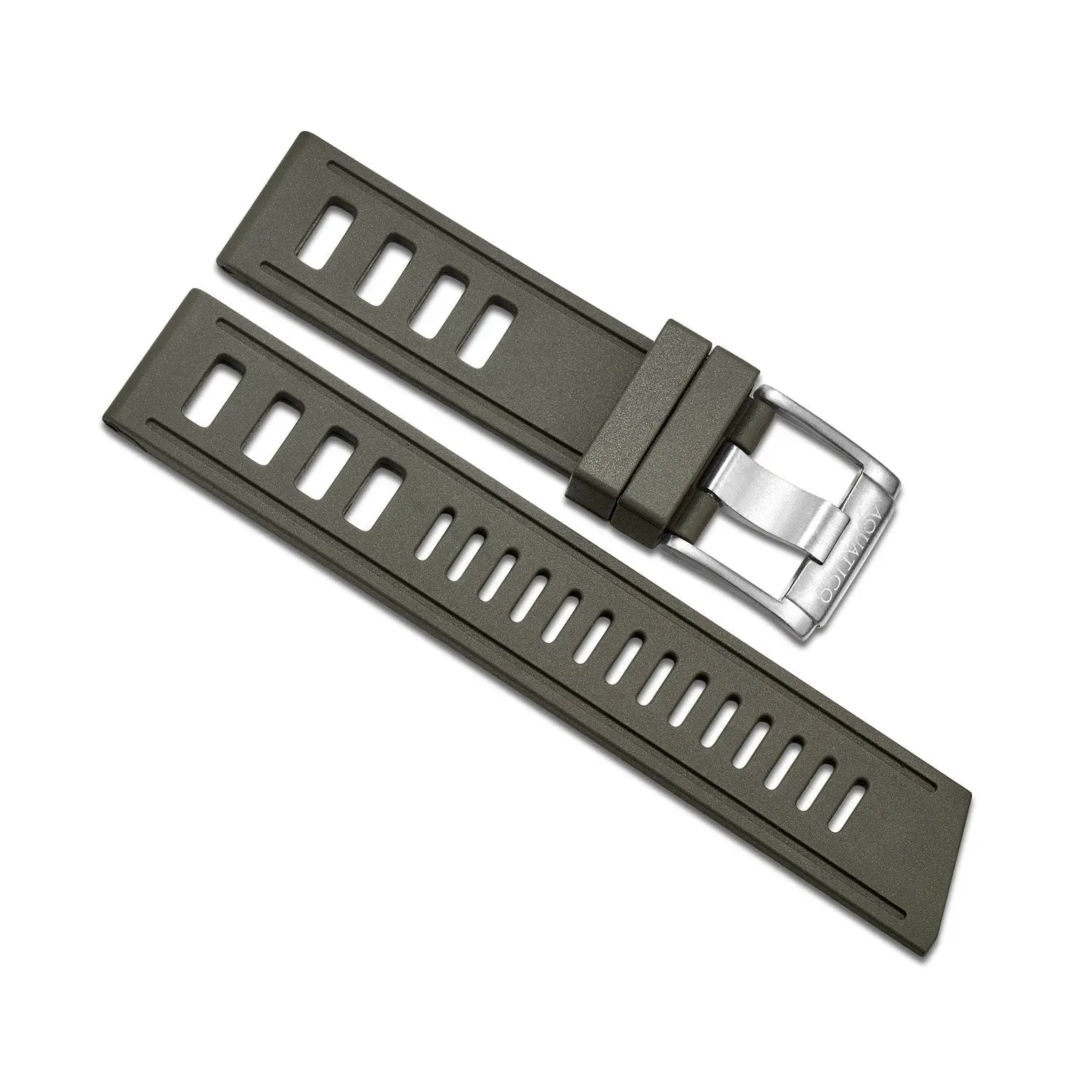 22MM GREEN FKM RUBBER STRAP WITH STAINLESS STEEL BUCKLE aquaticowatchshop