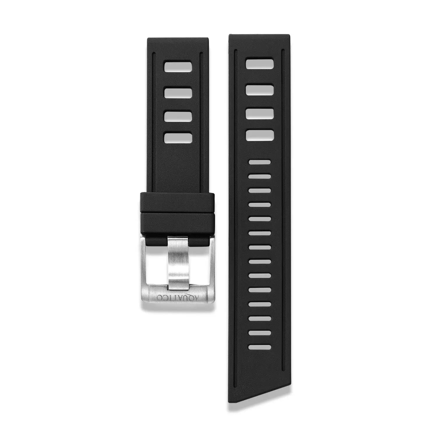 22mm black FKM rubber strap with stainless steel buckle aquaticowatchshop