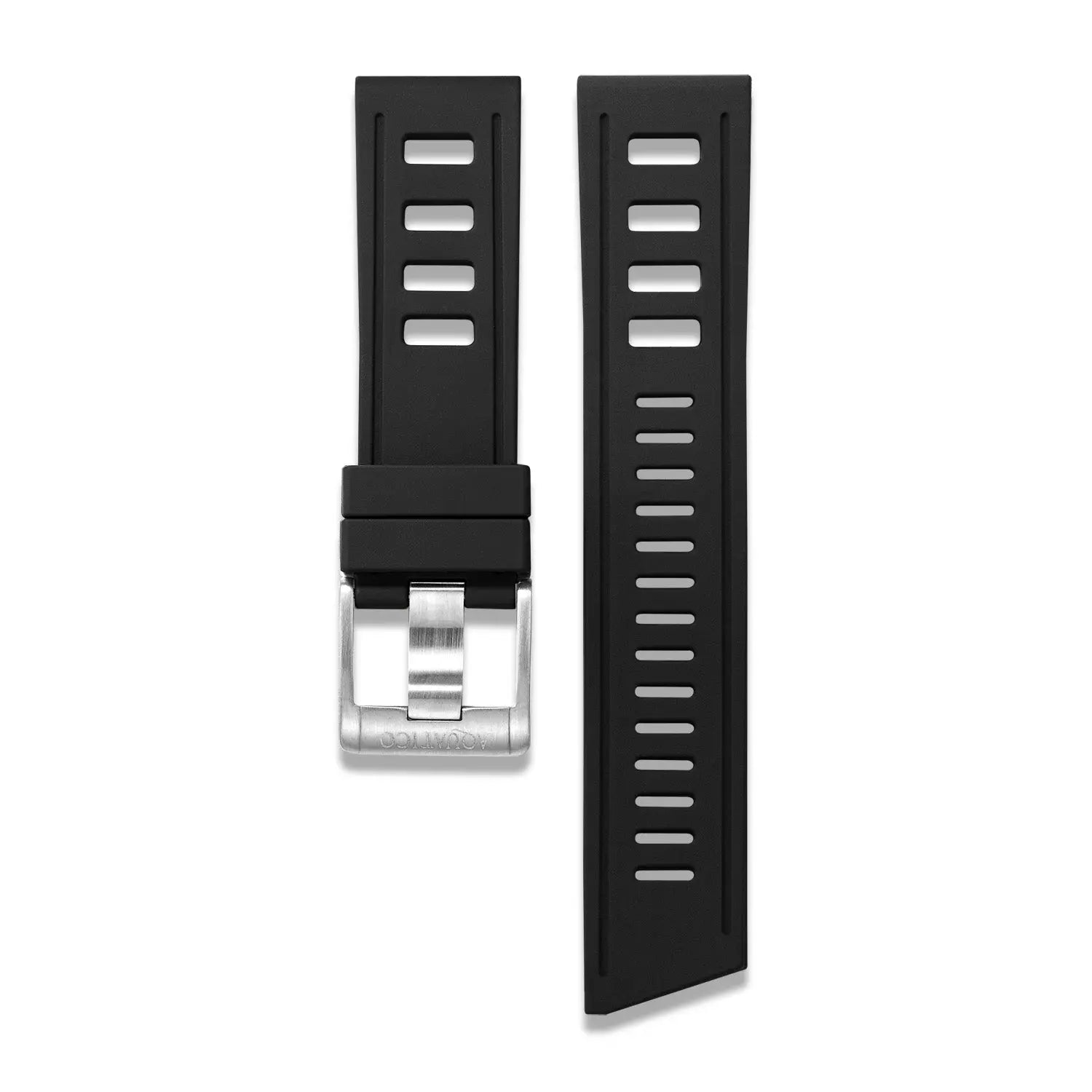 24MM BLACK FKM RUBBER STRAP WITH STAINLESS STEEL BUCKLE aquaticowatchshop