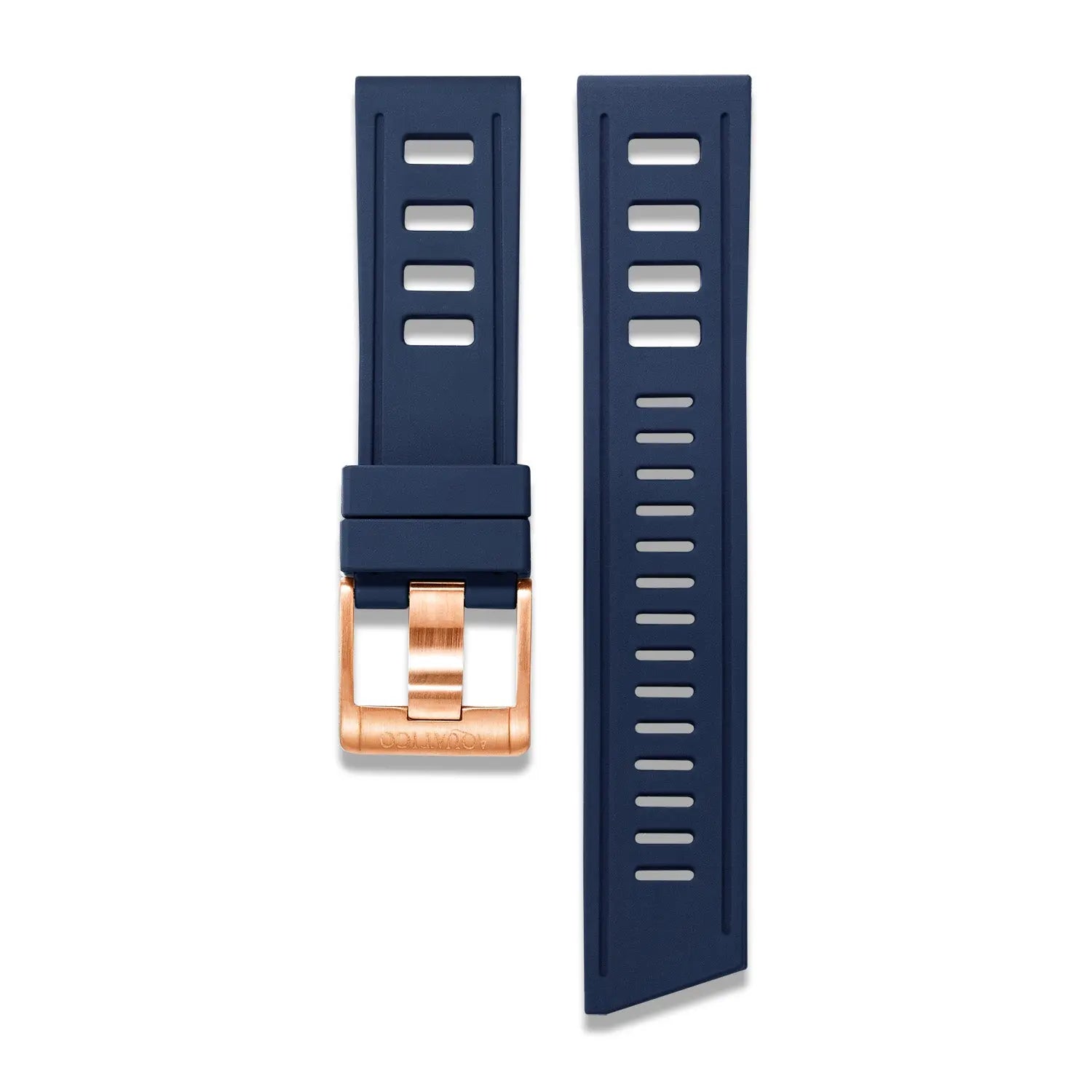 24MM BLUE FKM RUBBER STRAP WITH BRONZE BUCKLE aquaticowatchshop