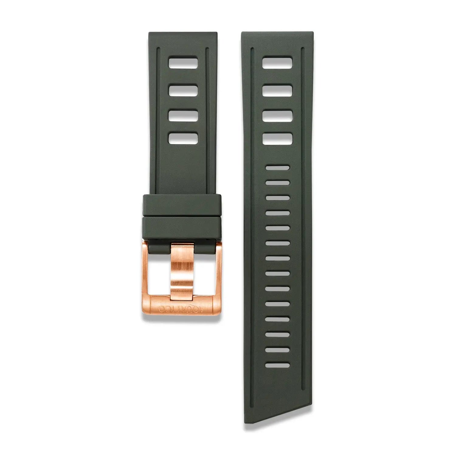 24MM GREEN FKM RUBBER STRAP WITH BRONZE BUCKLE aquaticowatchshop