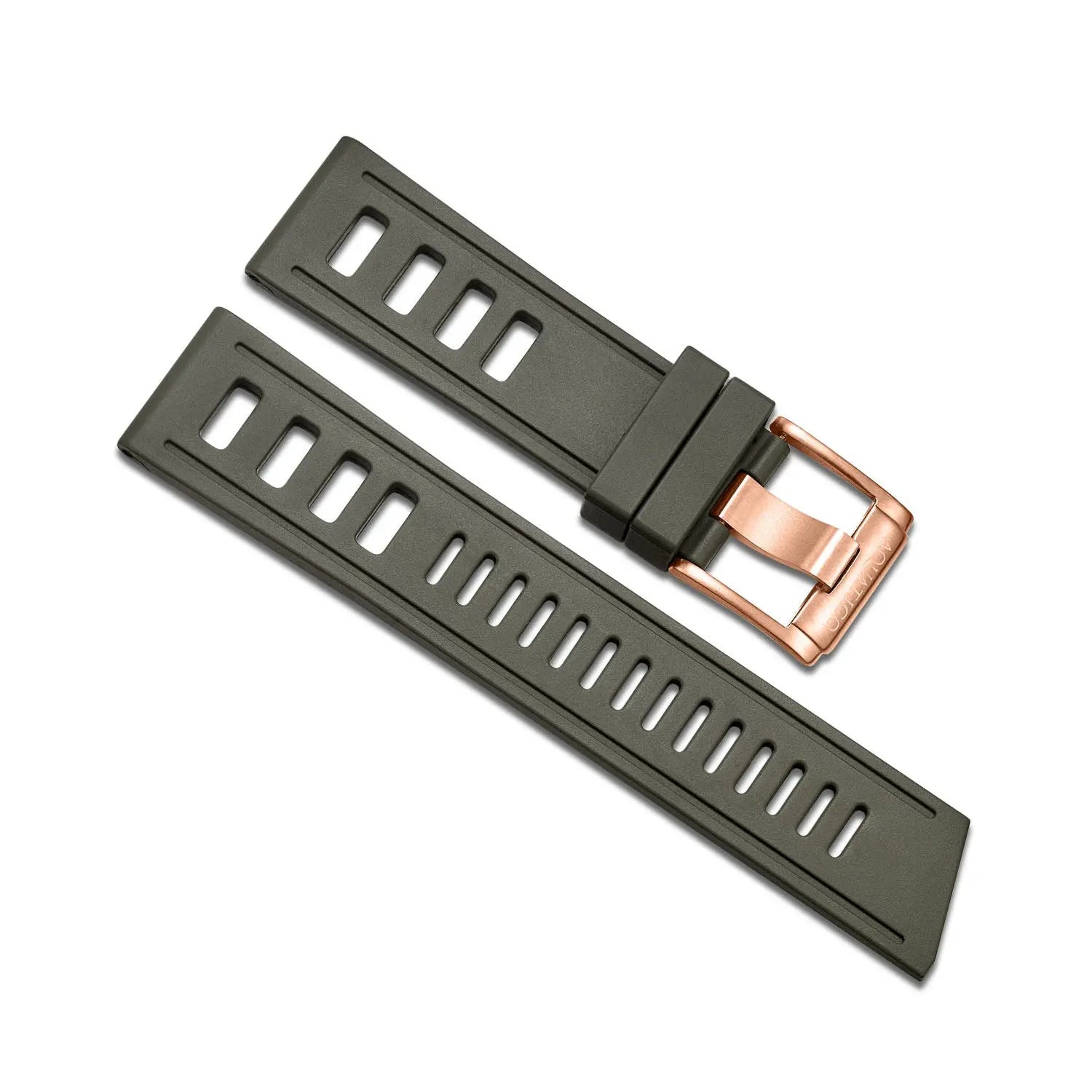 24MM GREEN FKM RUBBER STRAP WITH BRONZE BUCKLE aquaticowatchshop