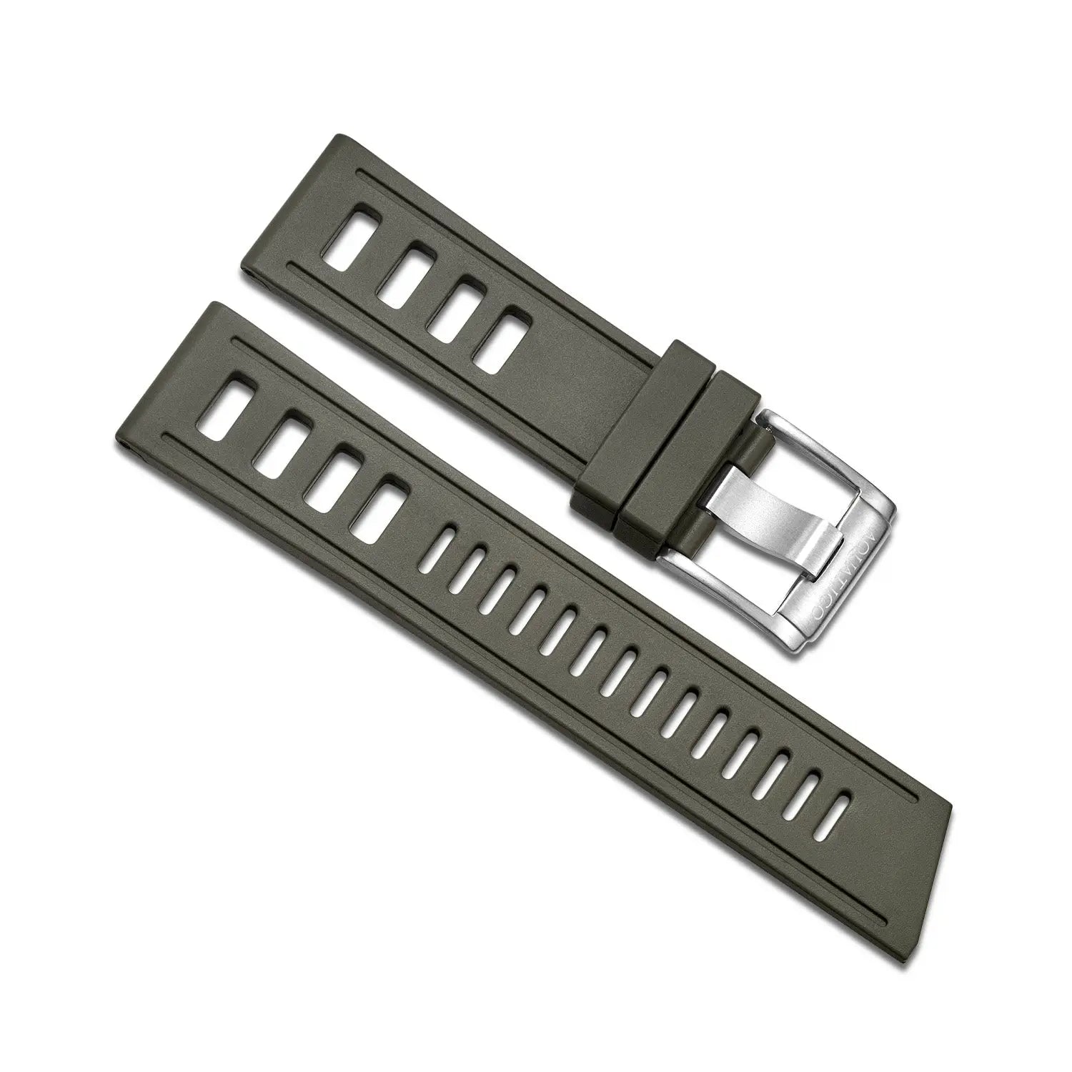 24MM GREEN FKM RUBBER STRAP WITH STEEL BUCKLE aquaticowatchshop