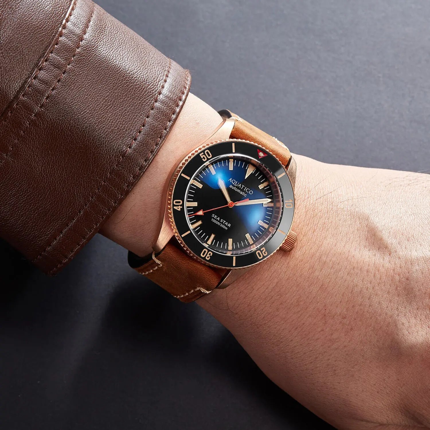 Aquatico Bronze Sea Star Black Dial Watch (SW 200-1 No Date) aquaticowatchshop