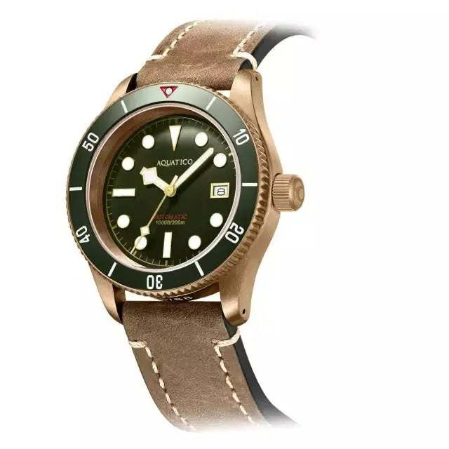 Aquatico Bronze Sea Star Military Green Dial Watch (Ceramic Insert) aquaticowatchshop