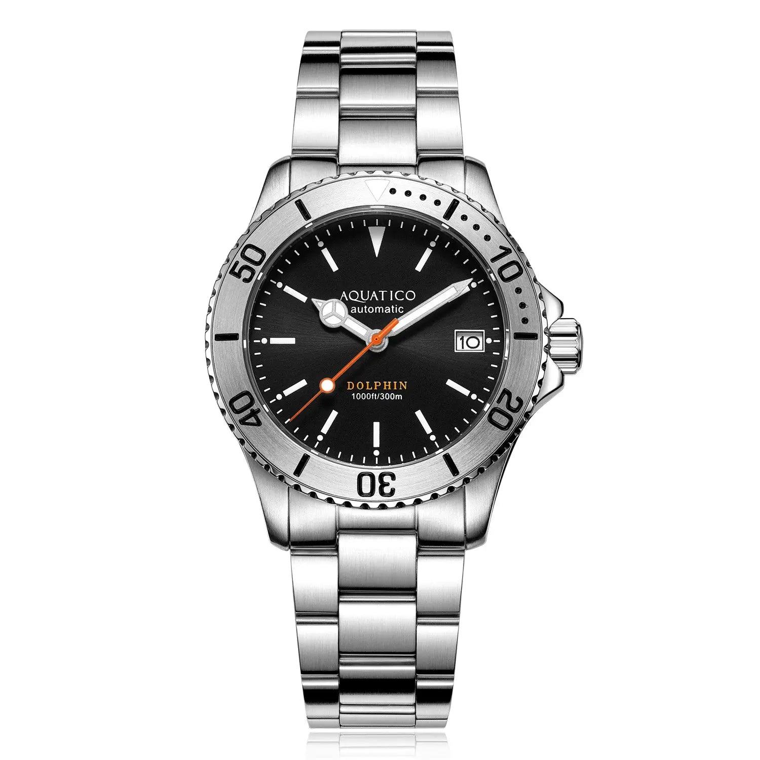 Aquatico Dolphin 39mm Automatic Dive Watch Black Dial (NH35) aquaticowatchshop
