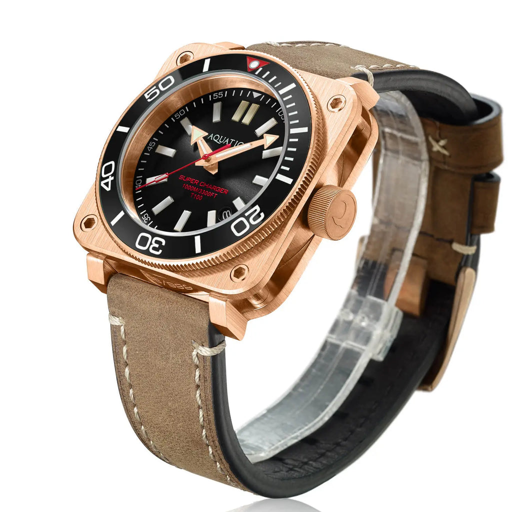 Aquatico Super Charger Bronze Black Dial Watch (NH35) aquaticowatchshop
