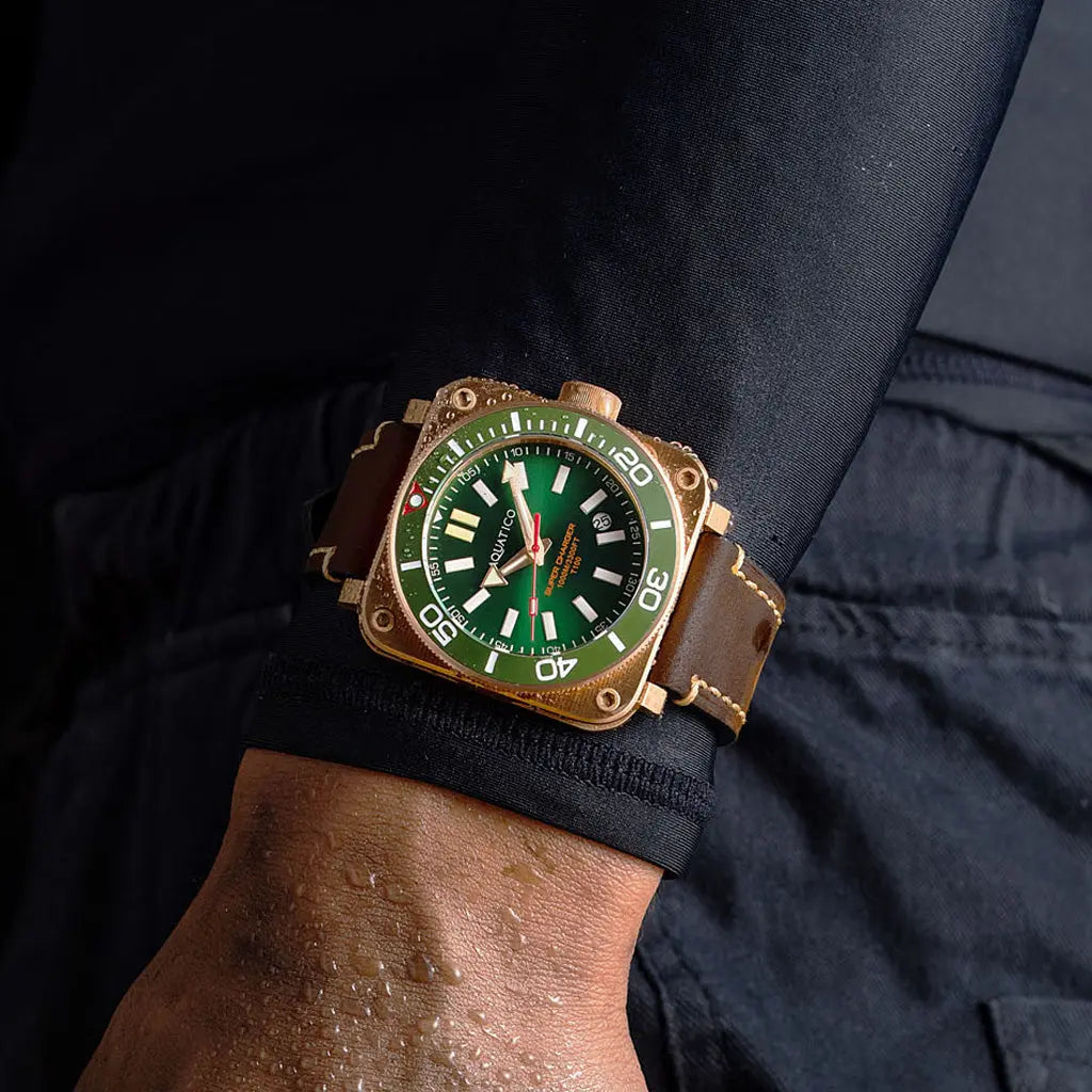 Aquatico Super Charger Bronze Green Dial Watch (SWISS MADE ETA2824-2) aquaticowatchshop