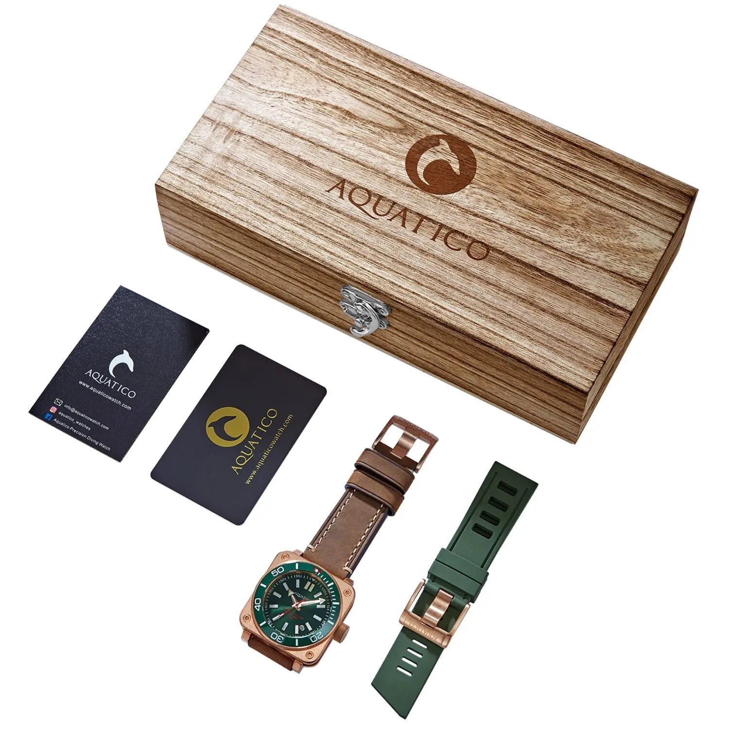 Aquatico Super Charger Bronze Green Dial Watch (SWISS MADE ETA2824-2) aquaticowatchshop