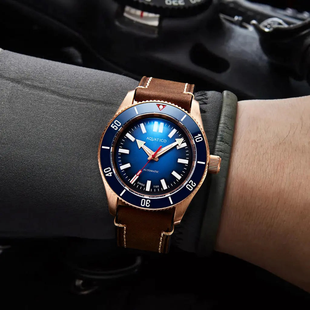 Super Star Bronze Tritium Blue Dial(SWISS MADE ETA2824-2) No Date aquaticowatchshop
