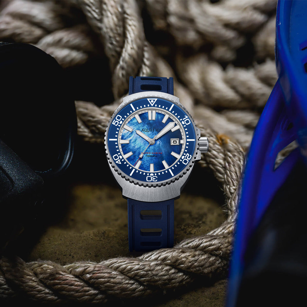 Super Marine Titanium Blue Mother of Pearl Dial Watch