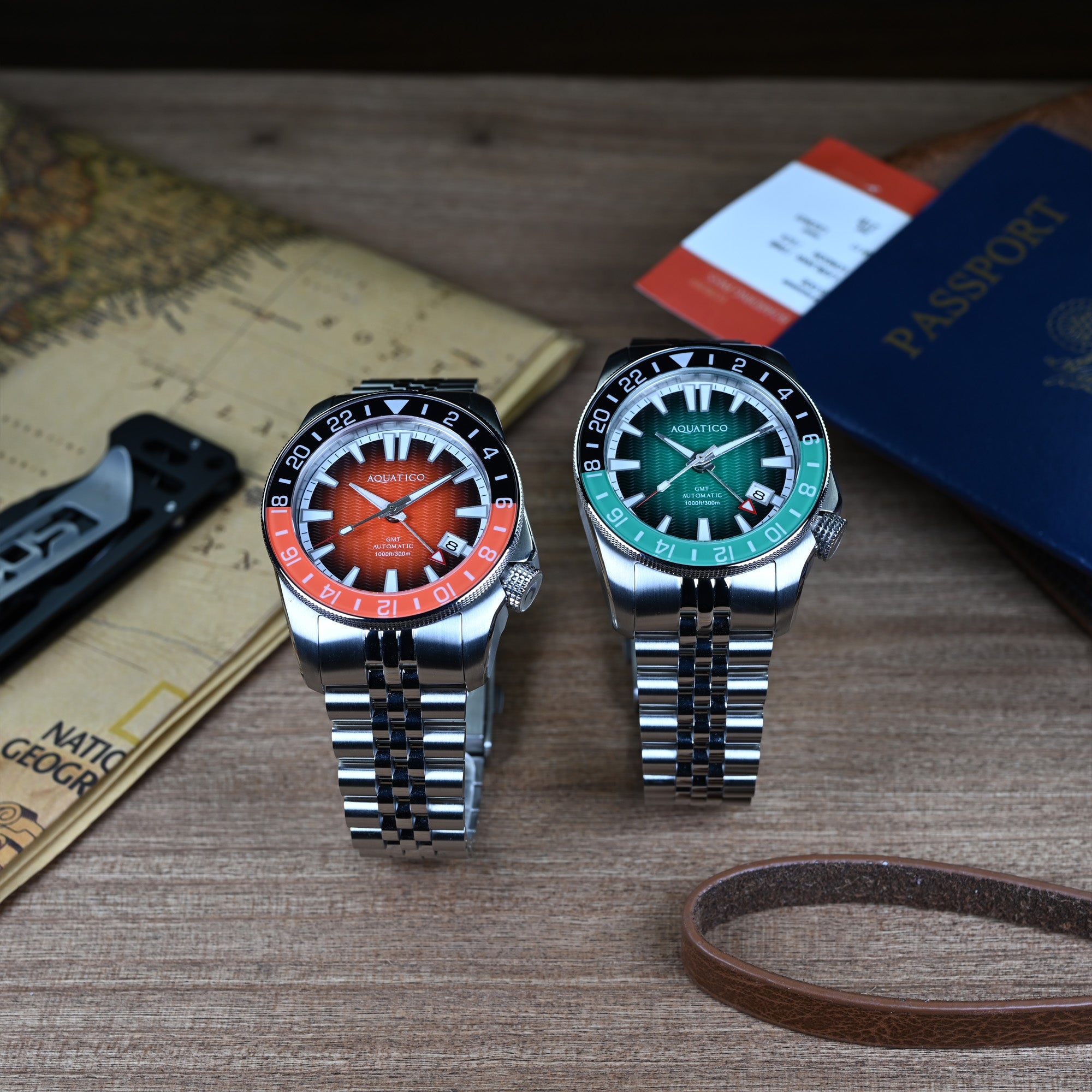 Aquatico Maritime GMT 40mm automatic dive GMT watch