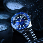 Aquatico blue dial GMT tritium automatic dive watch