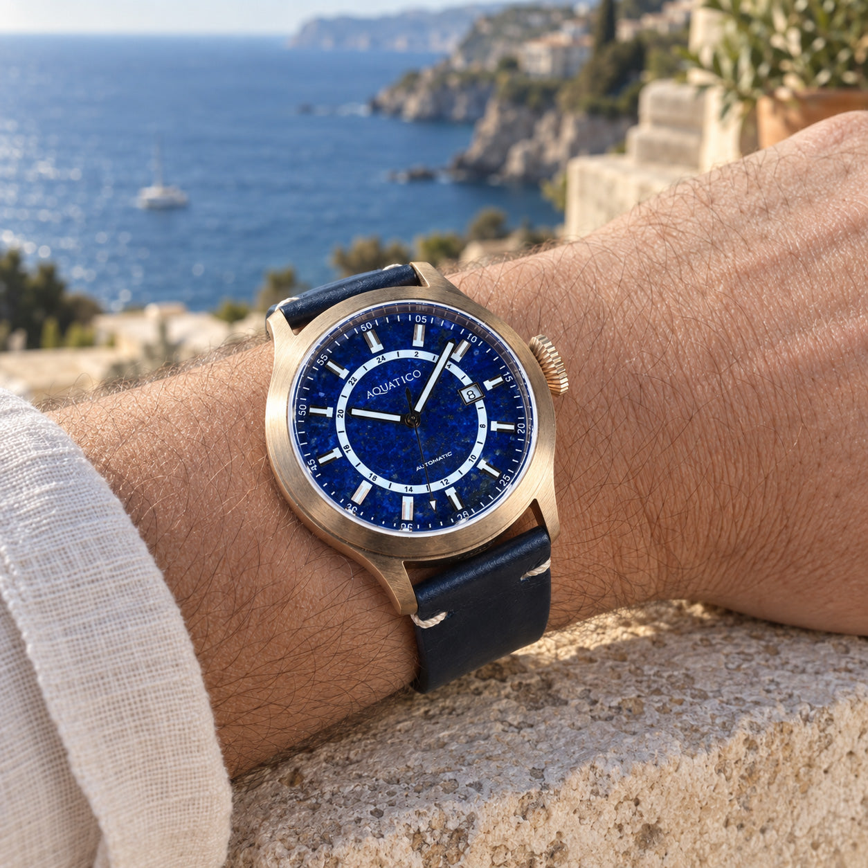 Bronze Lapis Lazuli Dial Automatic Watch | Aquatico – AQUATICO