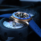 42mm Bronze Dive Watch with Blue Dial and Automatic Movement
