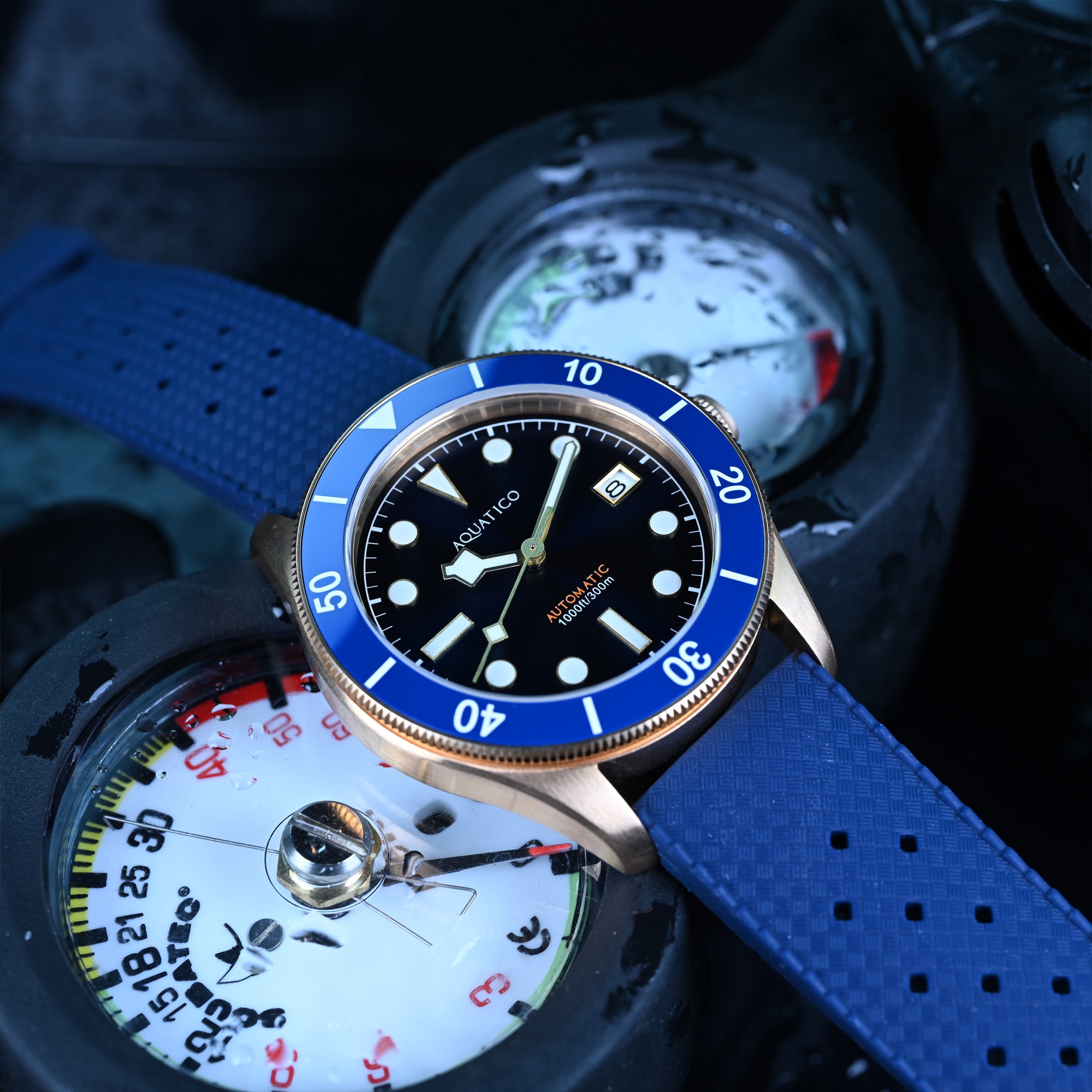 Aquatico Bronze Raider Blue Dial Date
