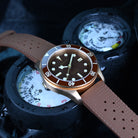 Vintage Style Bronze Dive Watch Brown Dial