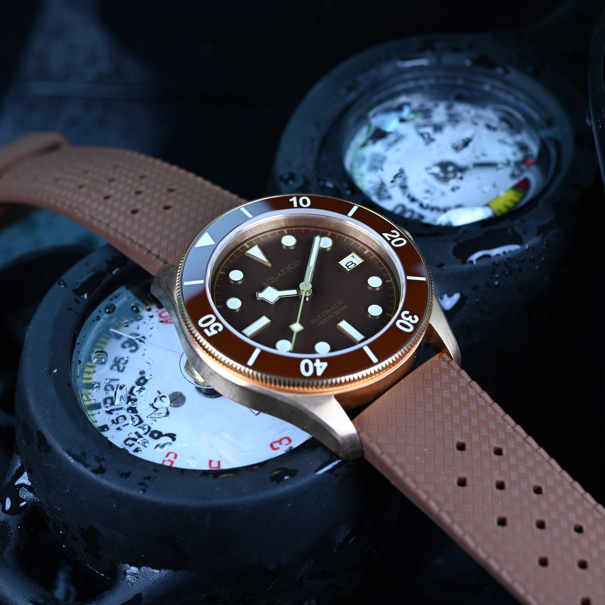 Vintage Style Bronze Dive Watch Brown Dial