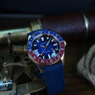 Bronze GMT Automatic Watch Blue Sunburst Dial