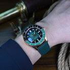 Bronze GMT Automatic Watch Green Sunburst Dial