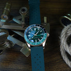 Bronze GMT watch with natural green malachite dial