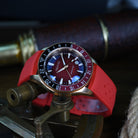Luxury Bronze GMT Watch Red Sunburst Dial
