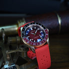 Red Dial Bronze Mechanical GMT Watch