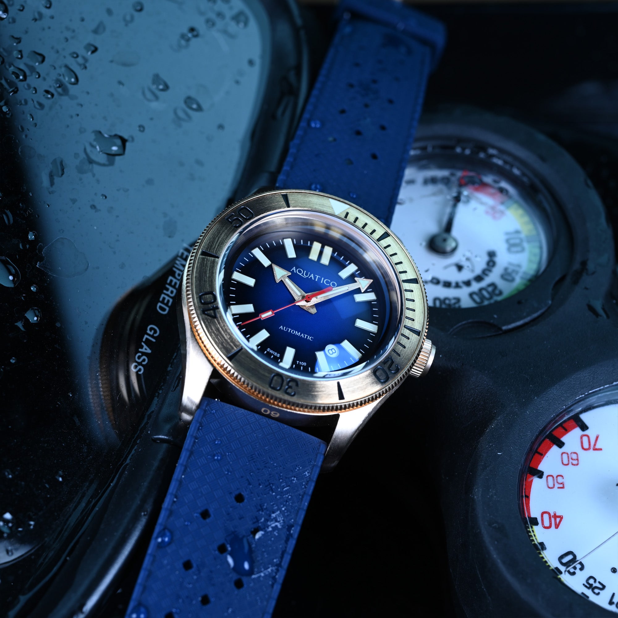 Aquatico Bronze Star Tritium Blue Dial