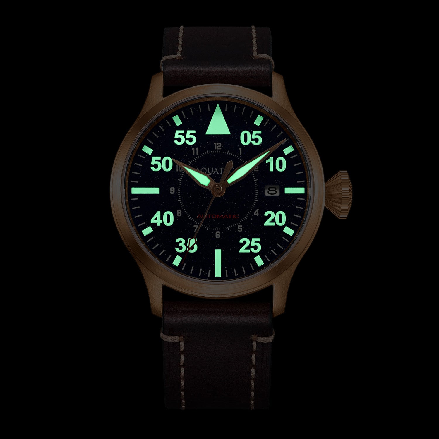 新品同様★CORETTE Face-Pilot ブラウン Explore Nature's Hues: Gradient Green Dial Automatic Pilot Watch