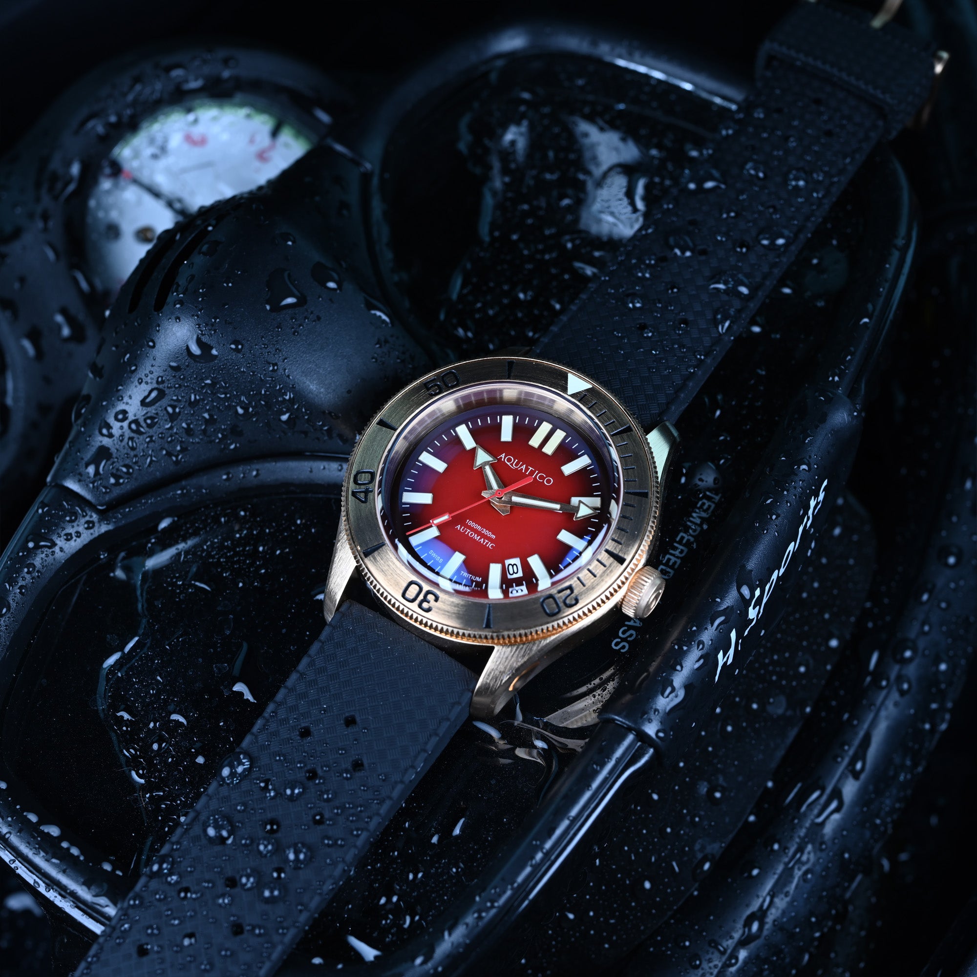 Aquatico Bronze Redstorm Tritium Dive Watch