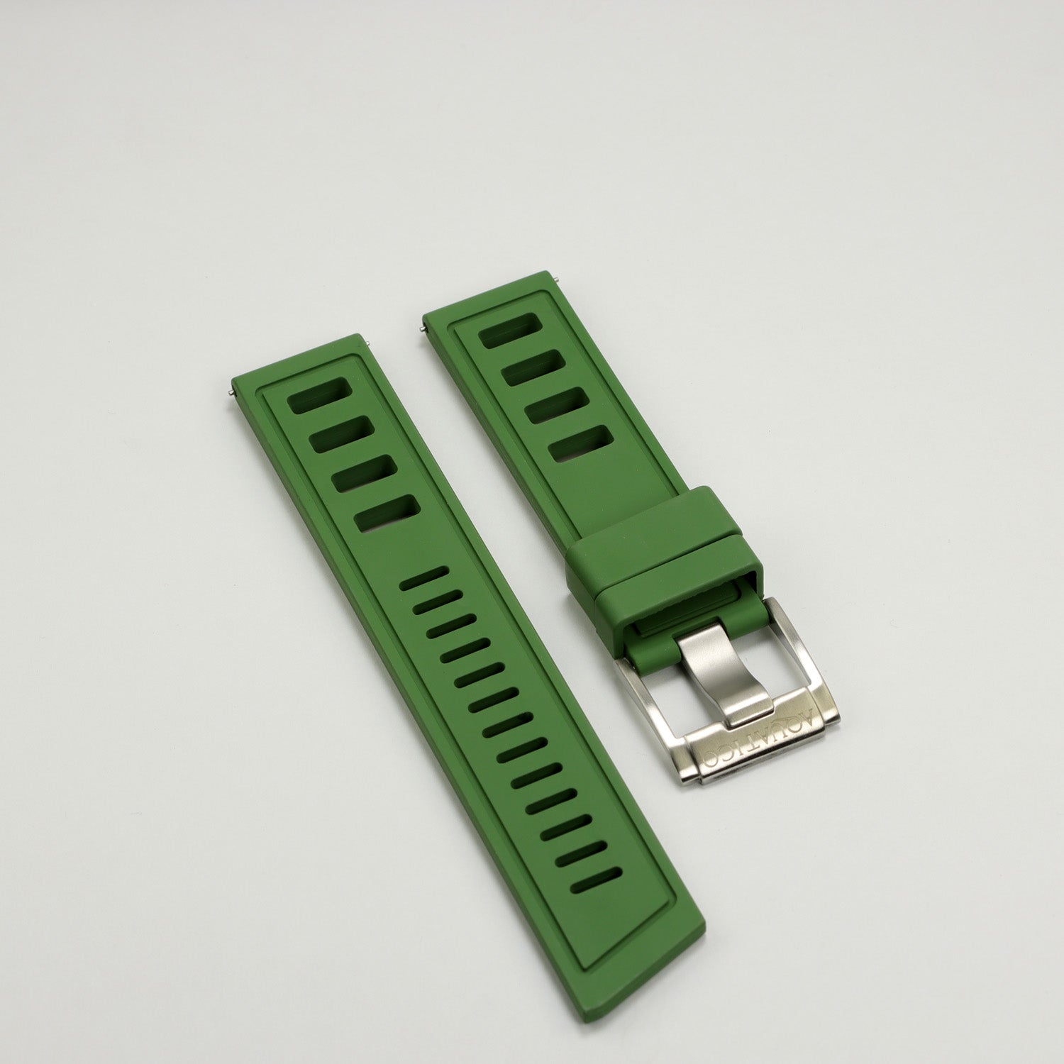 【未使用】Accurate Form フォルマルシェンテ18mmオリーブグリーン 22mm FKM Olive Green Rubber Watch Strap – Durable & Waterproof