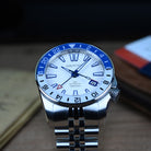 White dial automatic dive GMT watch with 40mm case