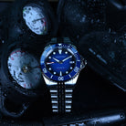 Affordable automatic blue dial diver watch with luminous markers
