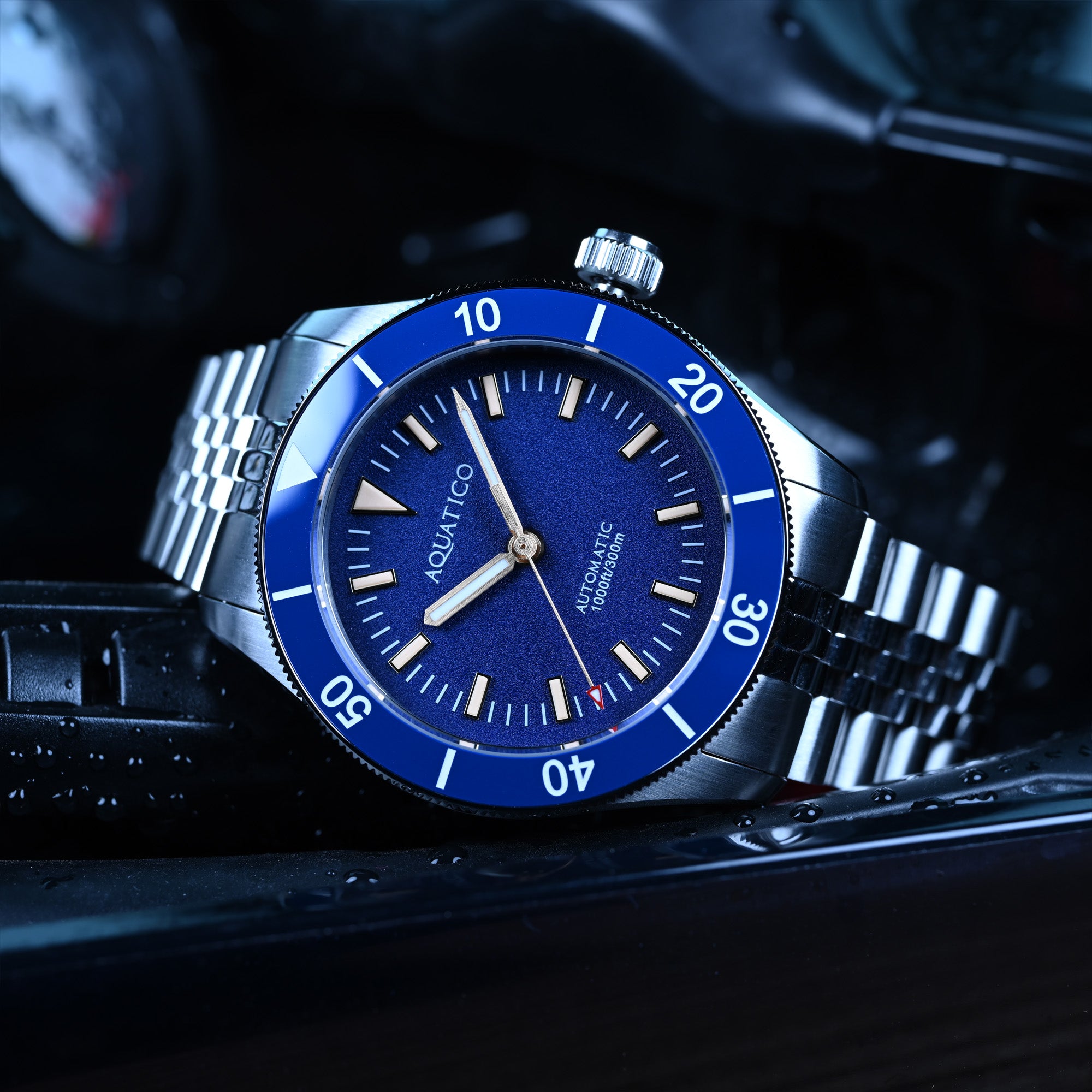 Vintage Style No Date Blue Dial Automatic Dive Watch