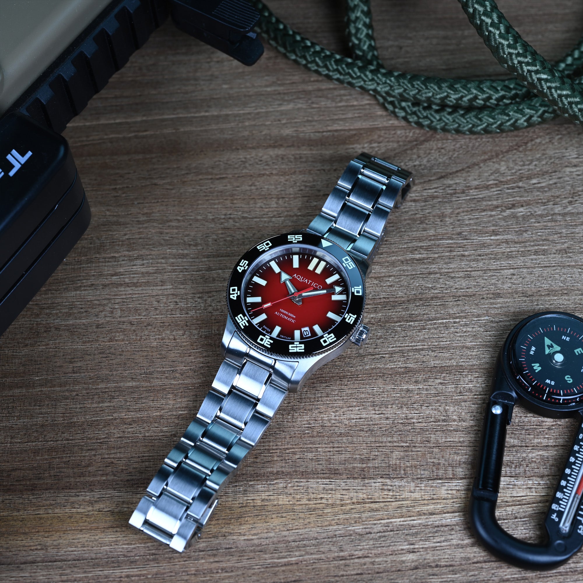 red dial tritium watch