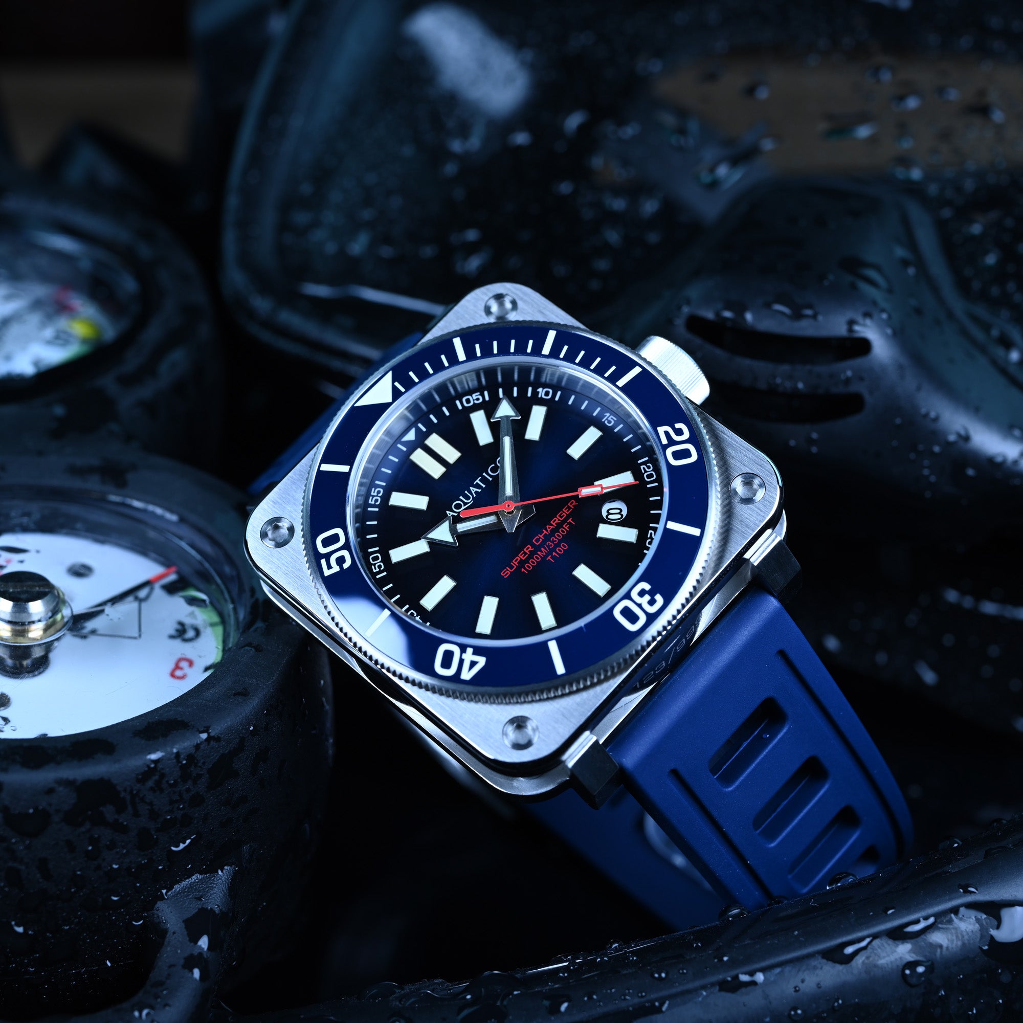 アクアマリン Aquatico Steel Man Blue Dial Ceramic Bezel Watch (NH35) - AQUATICO