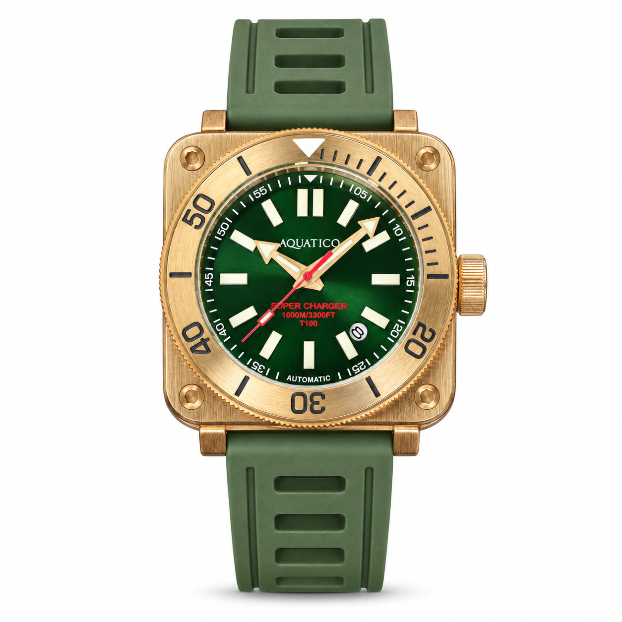 Best Bronze Tritium green Dial Watch – Automatic Dive Tool – AQUATICO