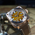 Luxury automatic watch with genuine Tiger Eye stone dial