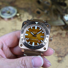 Natural Tiger Eye dial bronze automatic watch