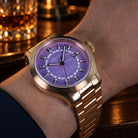 purple jade dial with visible stone patterns