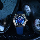 blue dial bronze diver tritium lume