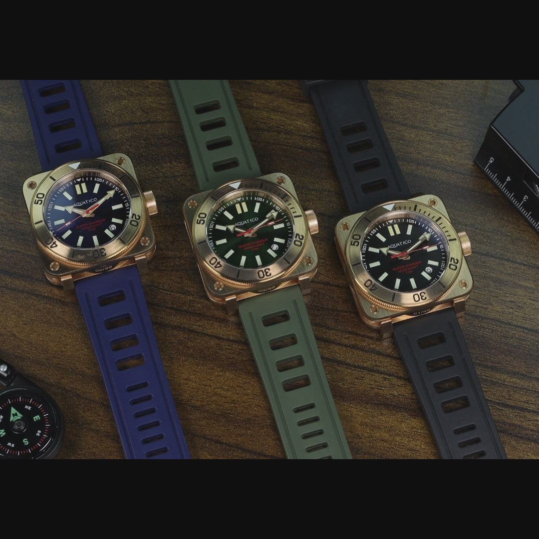 Best Bronze Tritium green Dial Watch – Automatic Dive Tool – AQUATICO