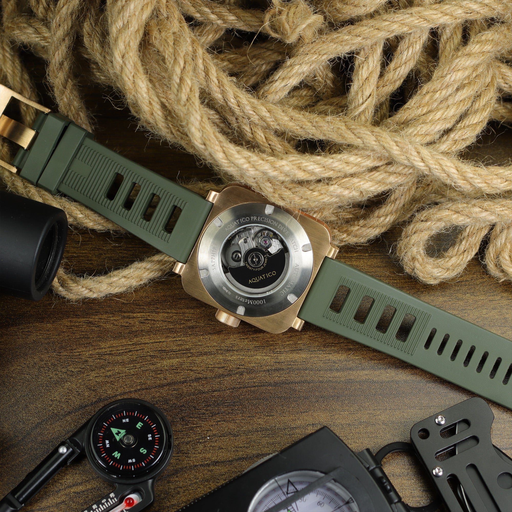 Best Bronze Tritium green Dial Watch – Automatic Dive Tool – AQUATICO