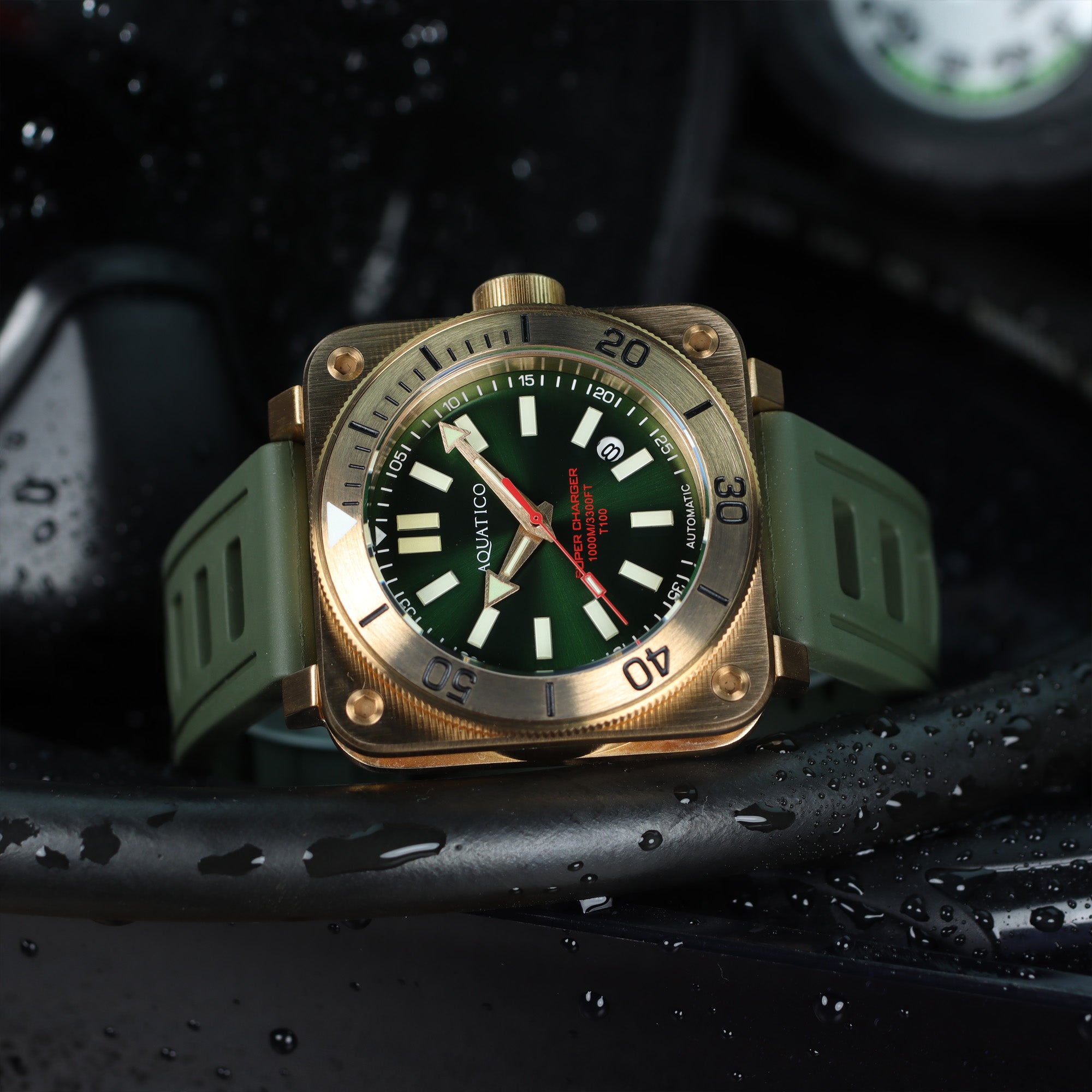 Best Bronze Tritium green Dial Watch – Automatic Dive Tool – AQUATICO