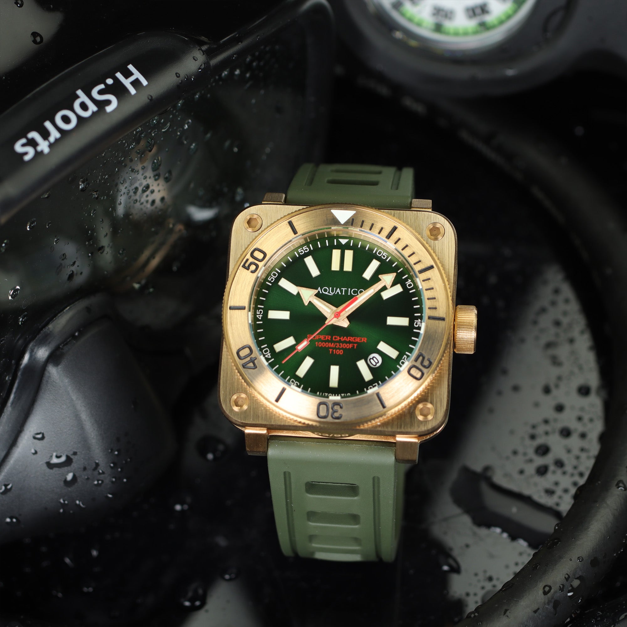 Best Bronze Tritium green Dial Watch – Automatic Dive Tool – AQUATICO